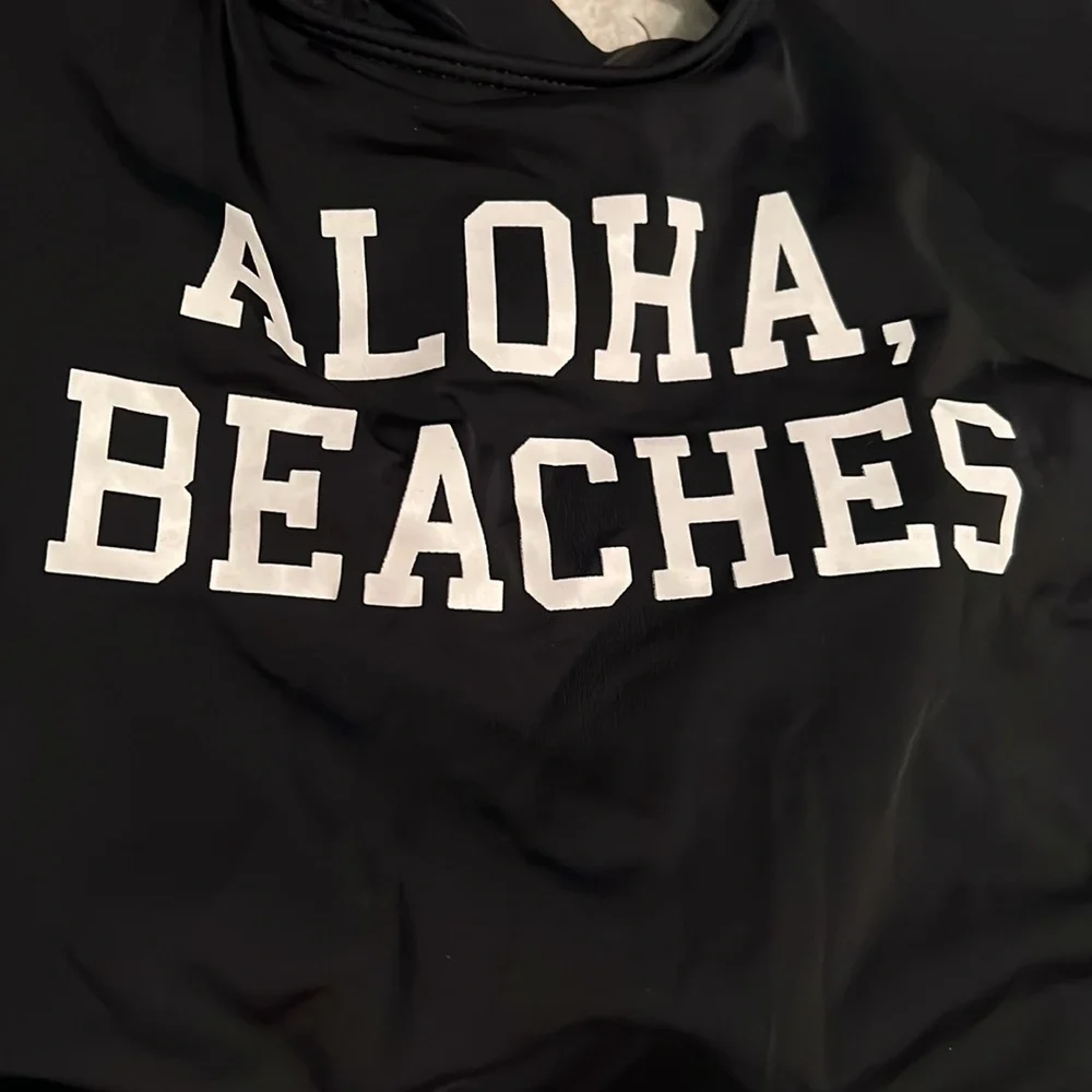 NWT The Bikini Lab Aloha Beaches Black Graphic One Piece Swimsuit Small